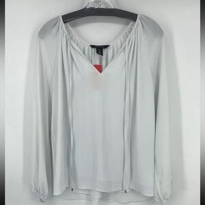 NWOT White House Black Market Long Sleeve Tie Neck Blouse Size 6